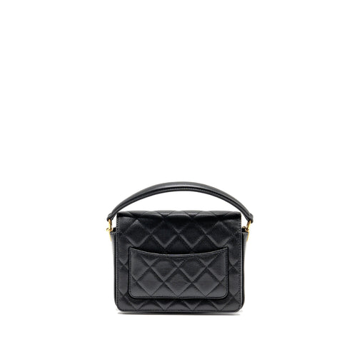 CHANEL 24K TOP HANDLE MESSENGER BAG WITH REMOVABLE CHAIN CAVIAR BLACK GHW(MICROCHIP)