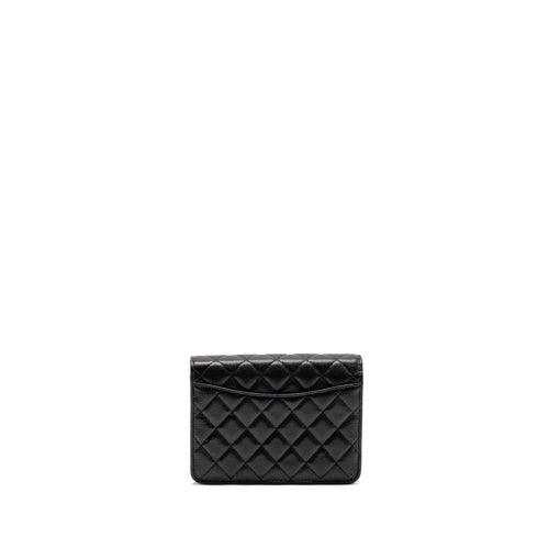 CHANEL SQUARE WALLET ON CHAIN CAVIAR BLACK LGHW (MICROCHIP)