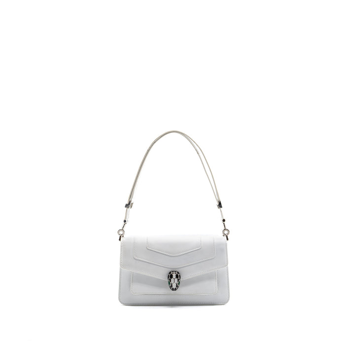 BVLGARI SERPENTI FOREVER EAST-WEST SHOULDER BAG CALFSKIN WHITE SHW