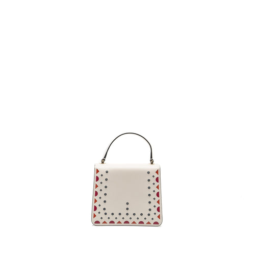 BVLGARI SERPENTI FOREVER TOP HANDLE BAG LIMITED EDITION CALFSKIN WHITE/MULTICOLOUR LGHW