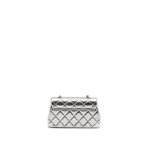 CHANEL 25S O-PHONE HOLDER WITH CHAIN CALFSKIN SILVER SHW(MICROCHIP)