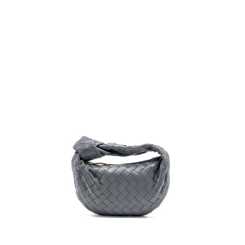 BOTTEGA VENETA MINI JODIE LAMBSKIN STORM GHW