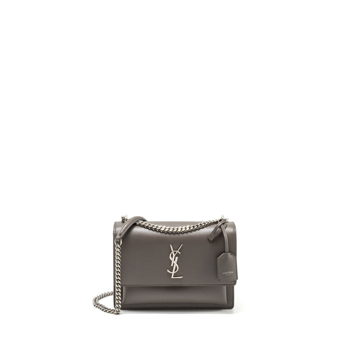 SAINT LAURENT / YSL MEDIUM SUNSET BAG CALFSKIN GREY SHW