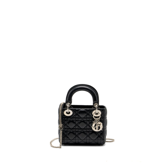 DIOR MINI LADY DIOR LAMBSKIN BLACK SHW