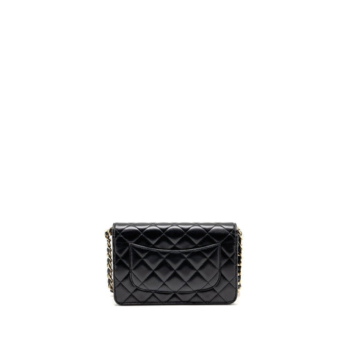 CHANEL COCO CHARM WALLET ON CHAIN LAMBSKIN BLACK LGHW