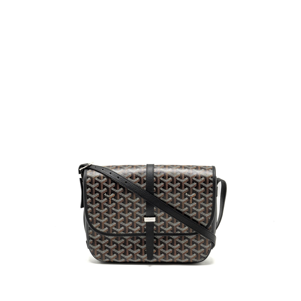 GOYARD BELVEDERE MM MESSENGER BAG GOYARDINE CANVAS/CALFSKIN BLACK SHW