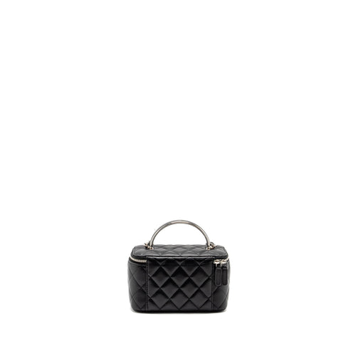 CHANEL TOP HANDLE LONG VANITY CASE LAMBSKIN BLACK SHW (MICROCHIP)