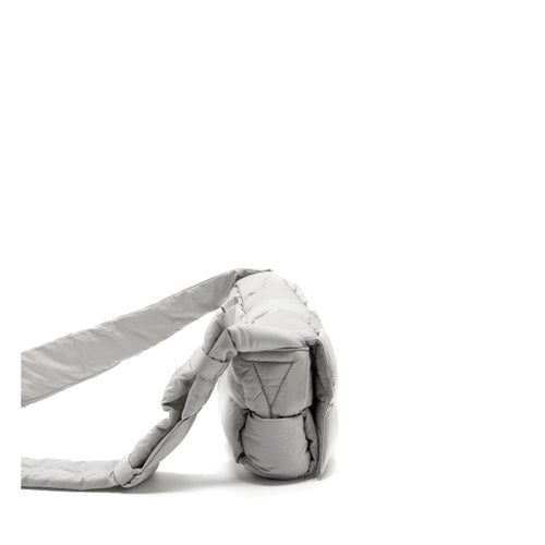 BOTTEGA VENETA PADDED TECH CASSETTE INTRECCIO NYLON LIGHT GREY SHW