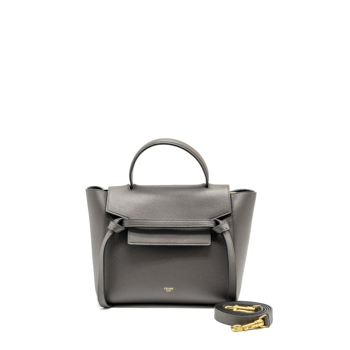 CELINE MINI BELT BAG GRAINED CALFSKIN GREY GHW