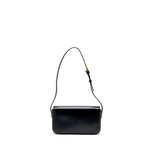 CELINE TRIOMPHE SHOULDER BAG SHINY CALFSKIN BLACK GHW