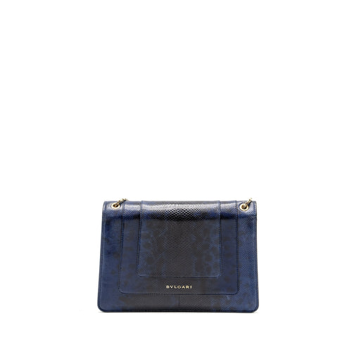 BVLGARI SERPENTI SHOULDER BAG KARUNG SKIN DARK BLUE LGHW