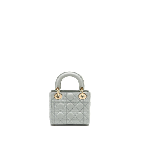 DIOR MINI LADY DIOR LAMBSKIN LIGHT BLUE LGHW