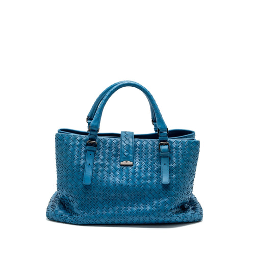 BOTTEGA VENETA LARGE TOTE BAG NAPPA BLUE RUTHENIUM HARDWARE