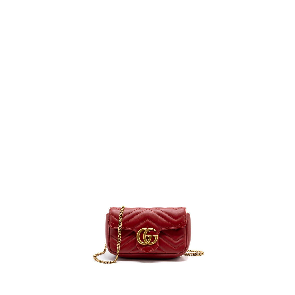 GUCCI MARMONT SUPER MINI MATELASSÉ CHEVRON CALFSKIN RED GHW