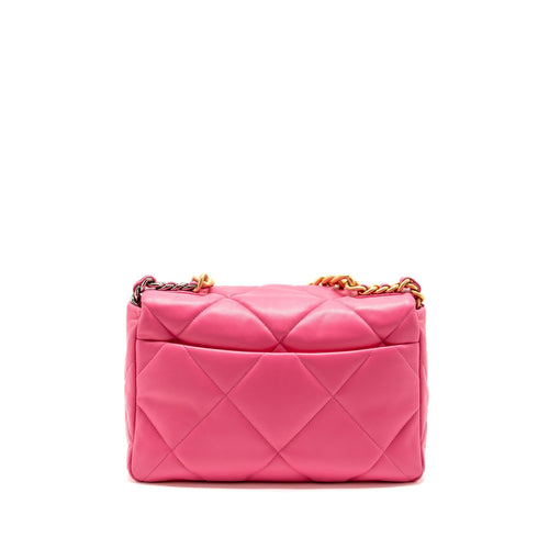 CHANEL LARGE 19 BAG LAMBSKIN PINK MULTICOLOUR HARDWARE (MICROCHIP)