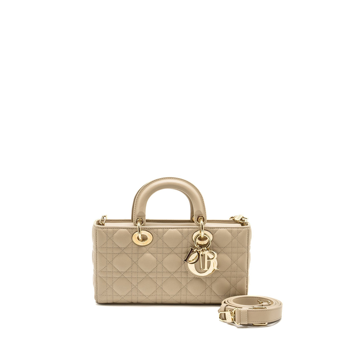 DIOR MEDIUM LADY D-JOY BAG LAMBSKIN BEIGE LGHW