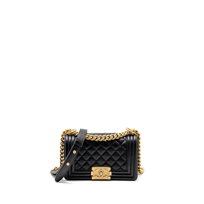 CHANEL SMALL BOY BAG CALFSKIN BLACK GHW
