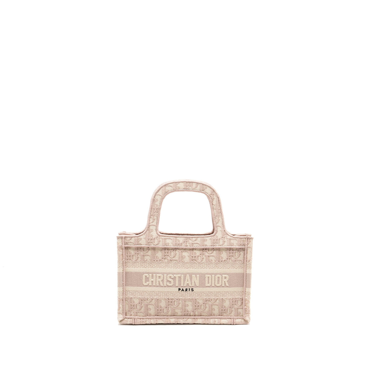 DIOR MINI BOOK TOTE OBLIQUE EMBROIDERY PINK