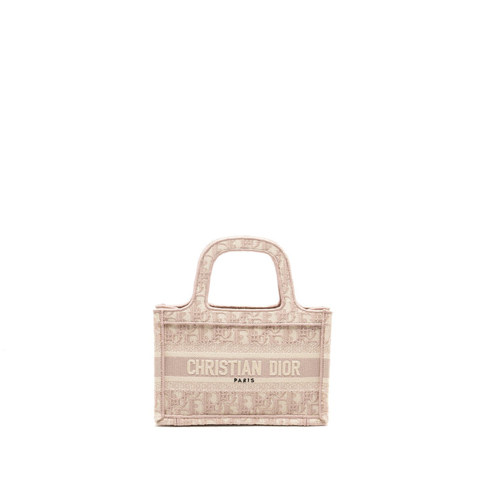 DIOR MINI BOOK TOTE OBLIQUE EMBROIDERY PINK
