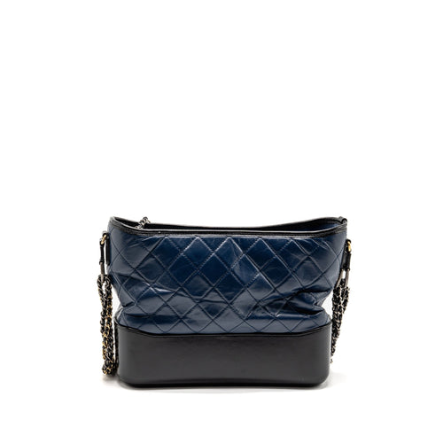 CHANEL GABRIELLE HOBO BAG AGED CALFSKIN NAVY/BLACK MULTICOLOURED HARDWARE