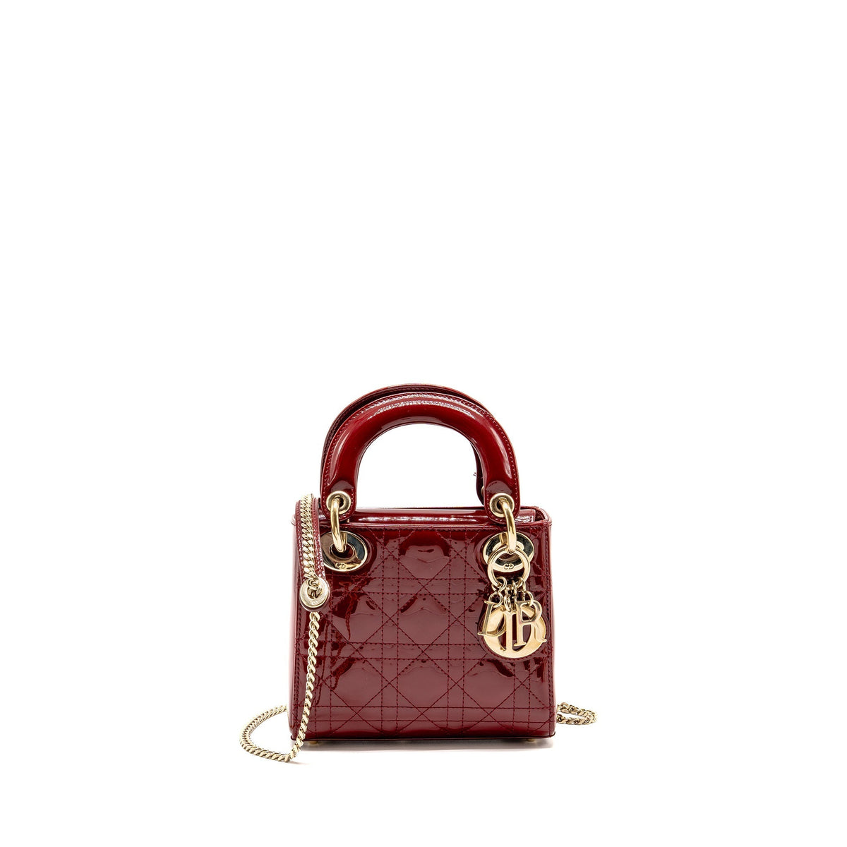 DIOR MINI LADY DIOR PATENT RED GHW
