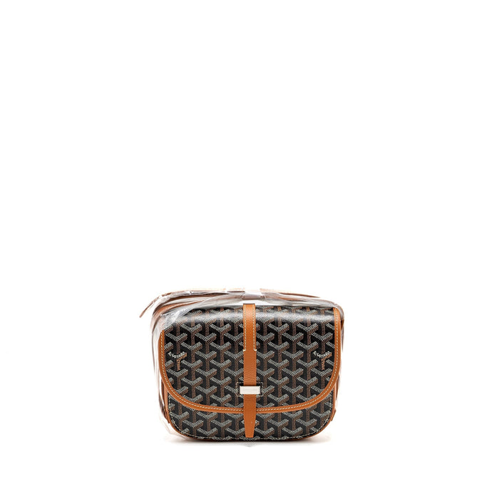 GOYARD BELVEDERE PM MESSENGER  BAG GOYARDLINE CANVAS/CALFSKIN BLACK/TAN SHW