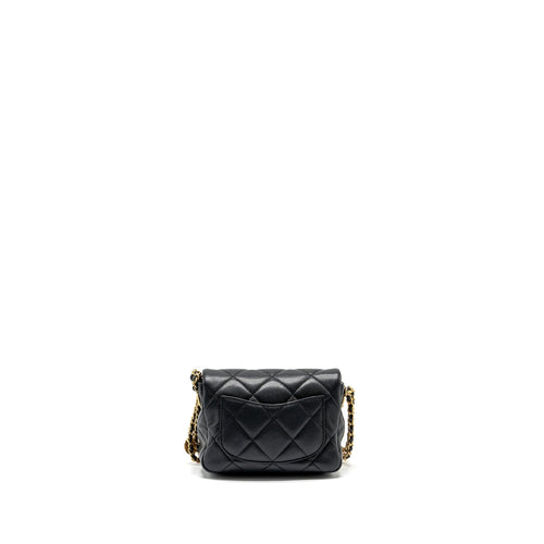CHANEL MINI TWIST YOUR BUTTON FLAP BAG CAVIAR BLACK GHW (MICROCHIP)