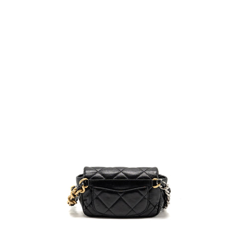 CHANEL 19 WAIST BAG GOATSKIN BLACK MULTICOLOUR HARDWARE