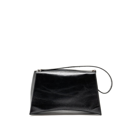 BALENCIAGA MEDIUM CRUSH SHOULDER BAG CALFSKIN LEATHER BLACK SHW