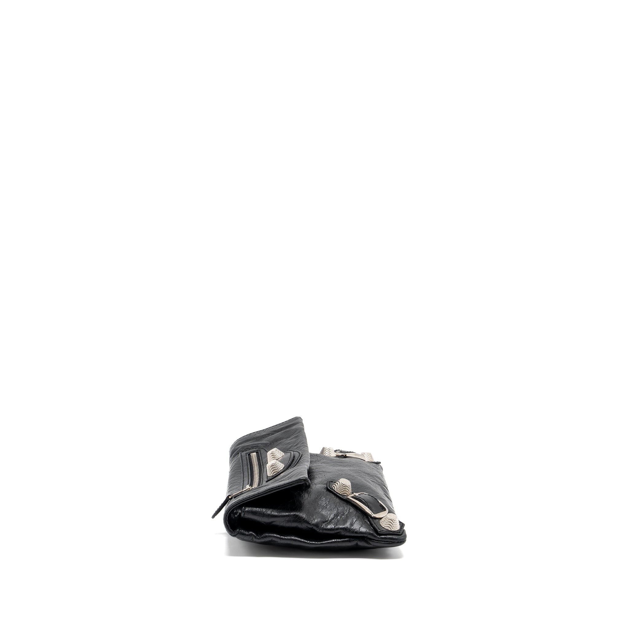 BALECIAGA CITY FOLD CLUTCH LEATHER BLACK SHW