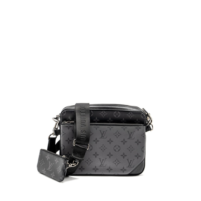 LOUIS VUITTON TRIO MESSANGER MONOGRAM ECLIPSE CANVAS BLACK/GREY WITH BLACK HARDWARE