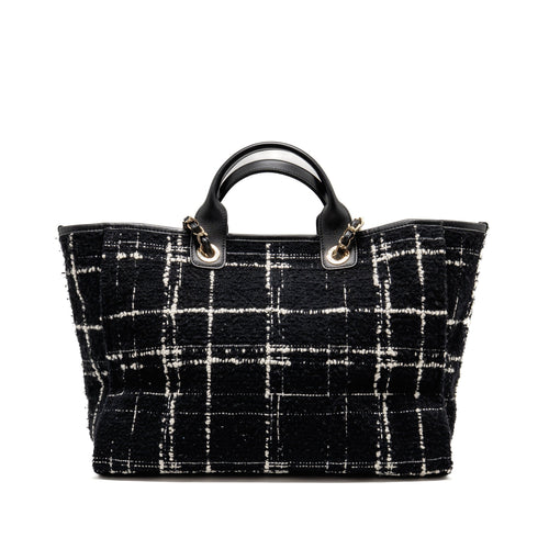 CHANEL DEAUVILLE TOTE TWEED BLACK / MULTICOLOR LGHW (MICROCHIP)