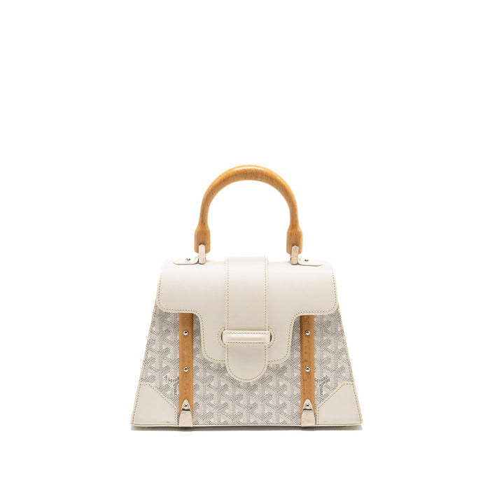 GOYARD STRUCTURED SAIGON PM CALFSKIN / CANVAS WHITE SHW