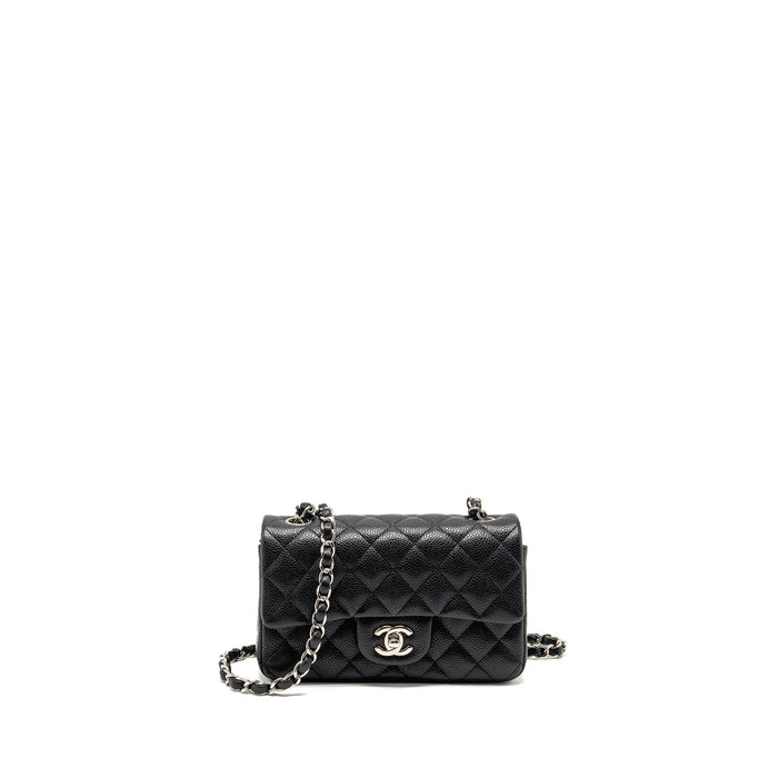 CHANEL MINI RECTANGULAR FLAP BAG CAVIAR BLACK SHW