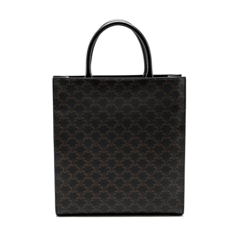 CELINE VERTICAL CABAS IN TRIOMPHE CANVAS BLACK / MULTICOLOUR GHW