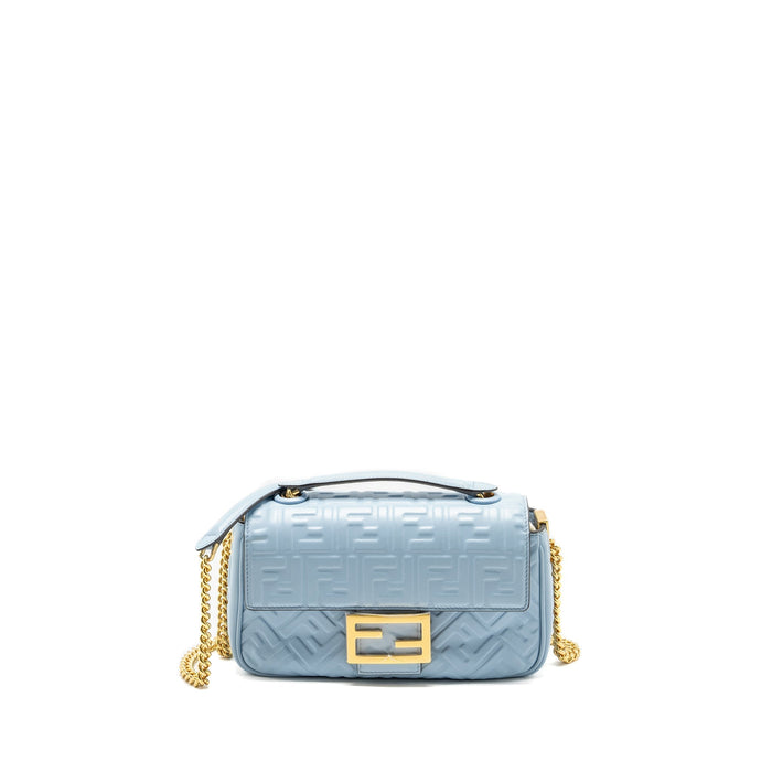FENDI BAGUETTE CHAIN MIDI NAPPA LIGHT BLUE GHW