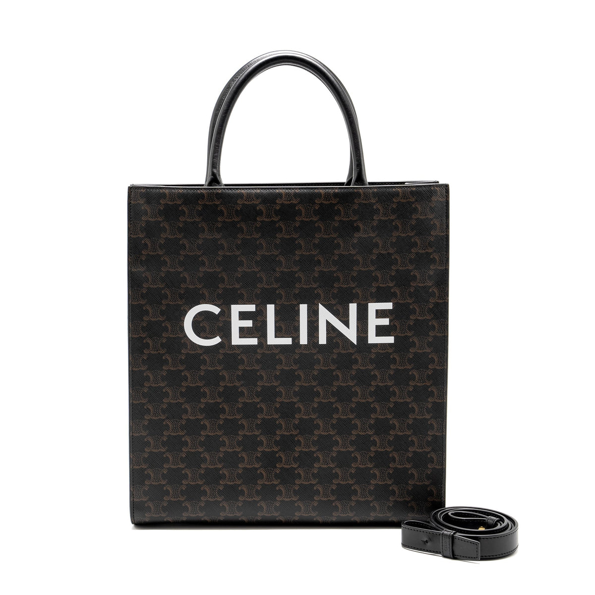CELINE VERTICAL CABAS IN TRIOMPHE CANVAS BLACK / MULTICOLOUR GHW