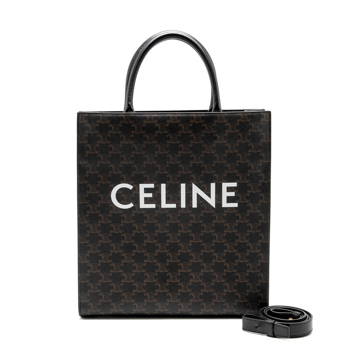 CELINE VERTICAL CABAS IN TRIOMPHE CANVAS BLACK / MULTICOLOUR GHW