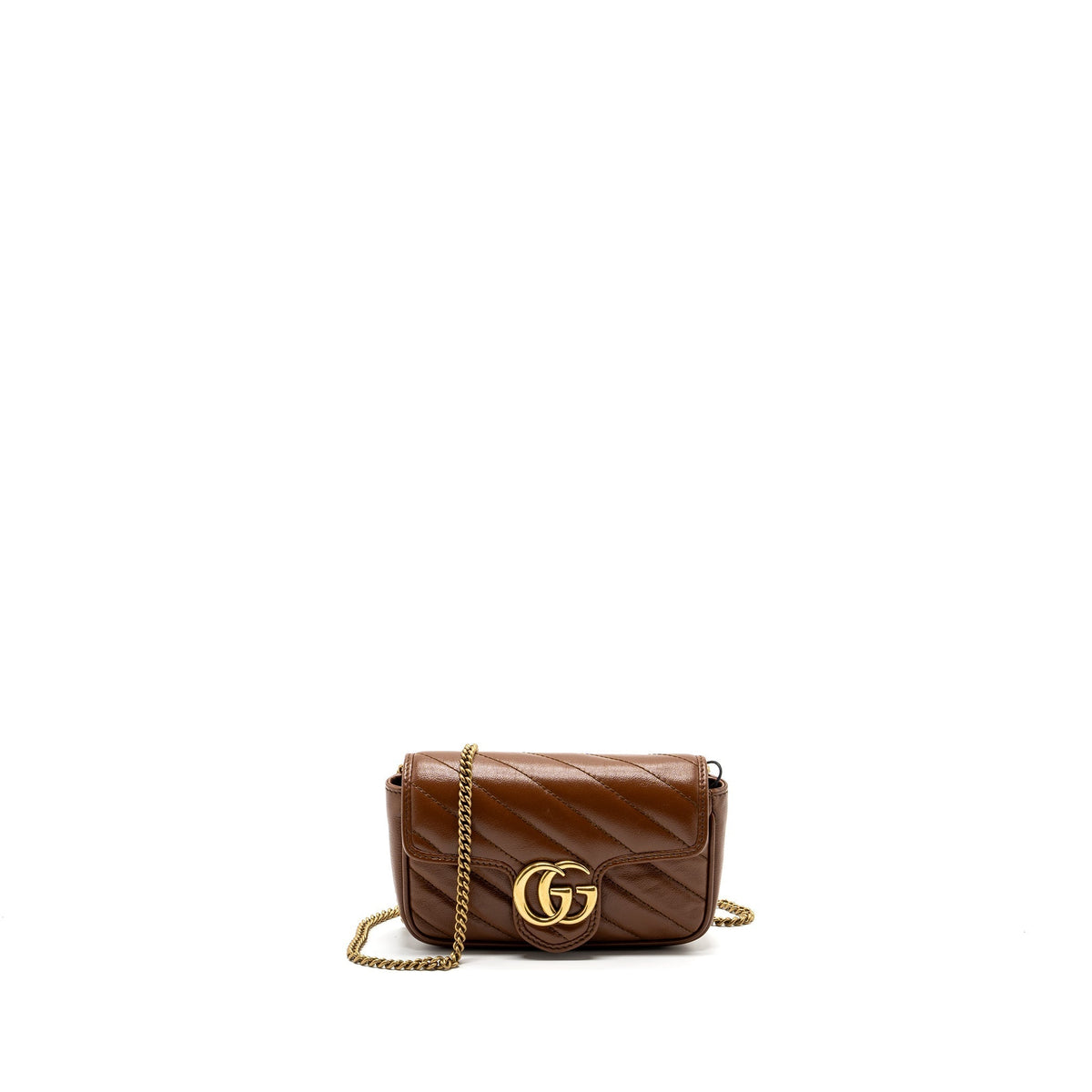 GUCCI SUPER MINI GG MARMONT CALFSKIN CARAMEL GHW