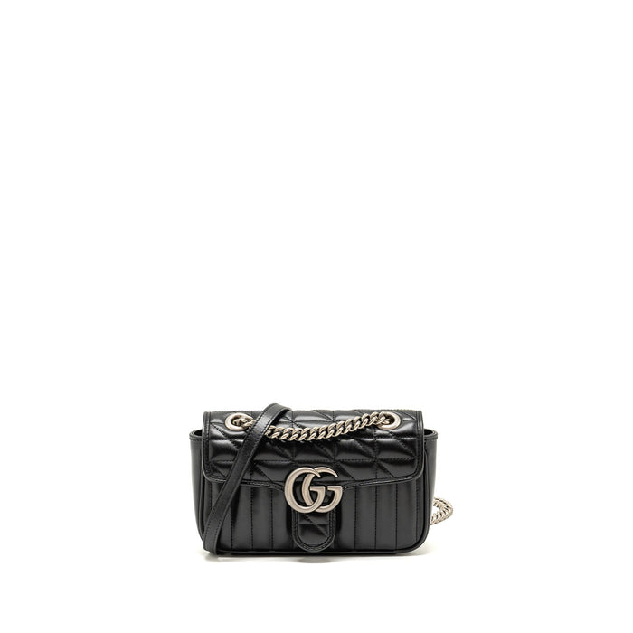 GUCCI SMALL GG MARMONT SHOULDER BAG CALFSKIN BLACK SHW