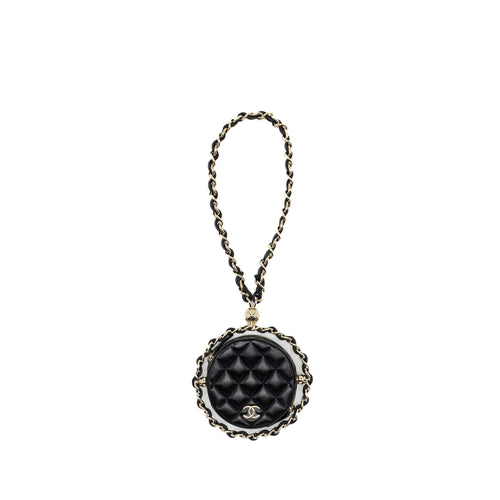 CHANEL 22C ROUND CLUTCH WITH CHAIN LAMBSKIN BLACK GHW