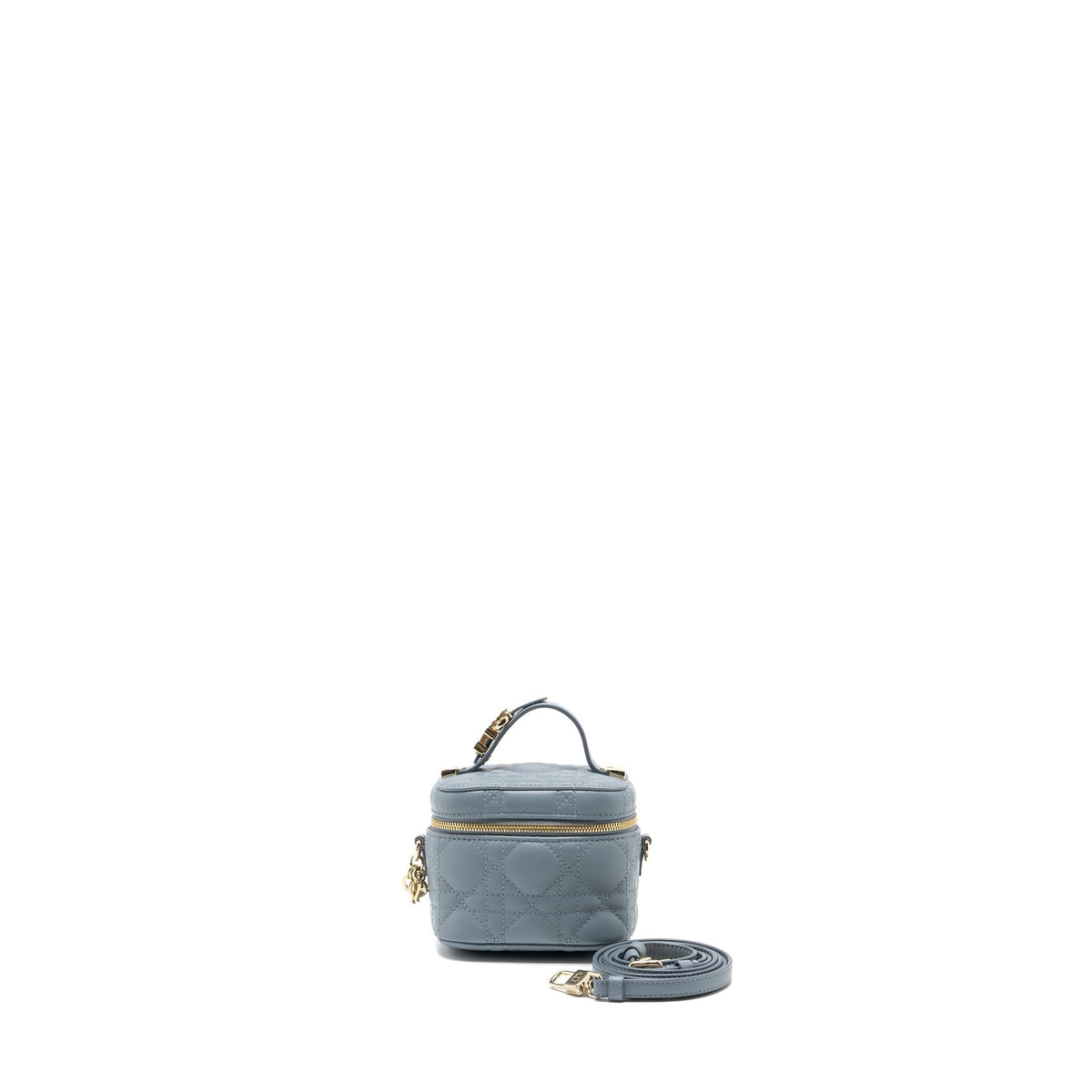 DIOR MICRO LADY DIOR VANITY CASE LAMBSKIN LIGHT GREY LGHW