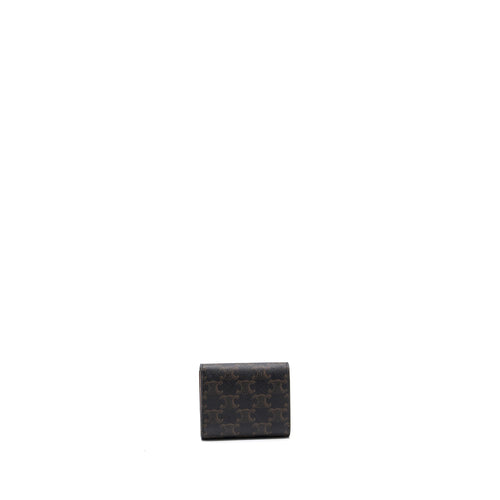 CELINE SMALL TRIOMPHE FLAP WALLET CANVAS TAN GHW