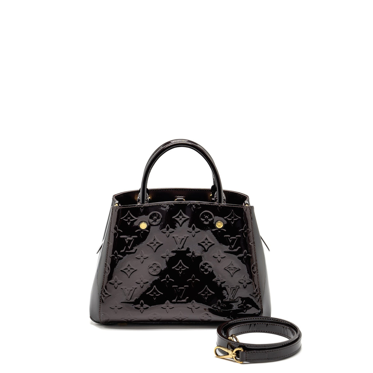 LOUIS VUITTON VERNIS MONTAIGNE BB BAG MONOGRAM PATENT BURGUNDY AMARANTE GHW