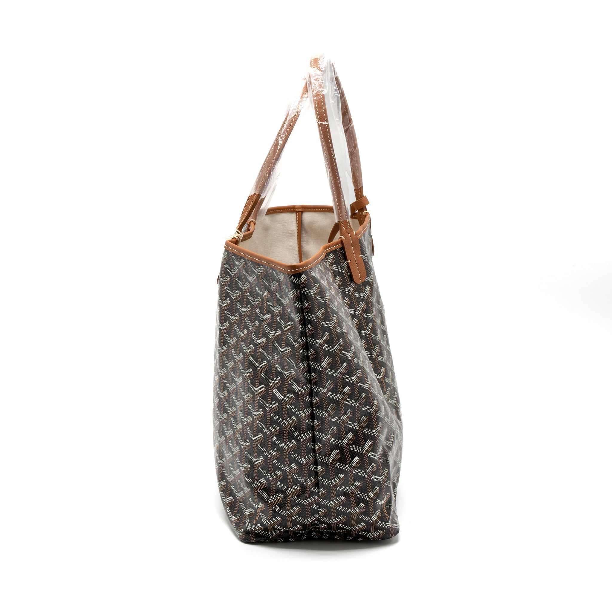 GOYARD SAINT LOUIS PM TOTE BAG GOYARDINE CANVAS BLACK/BROWN SHW