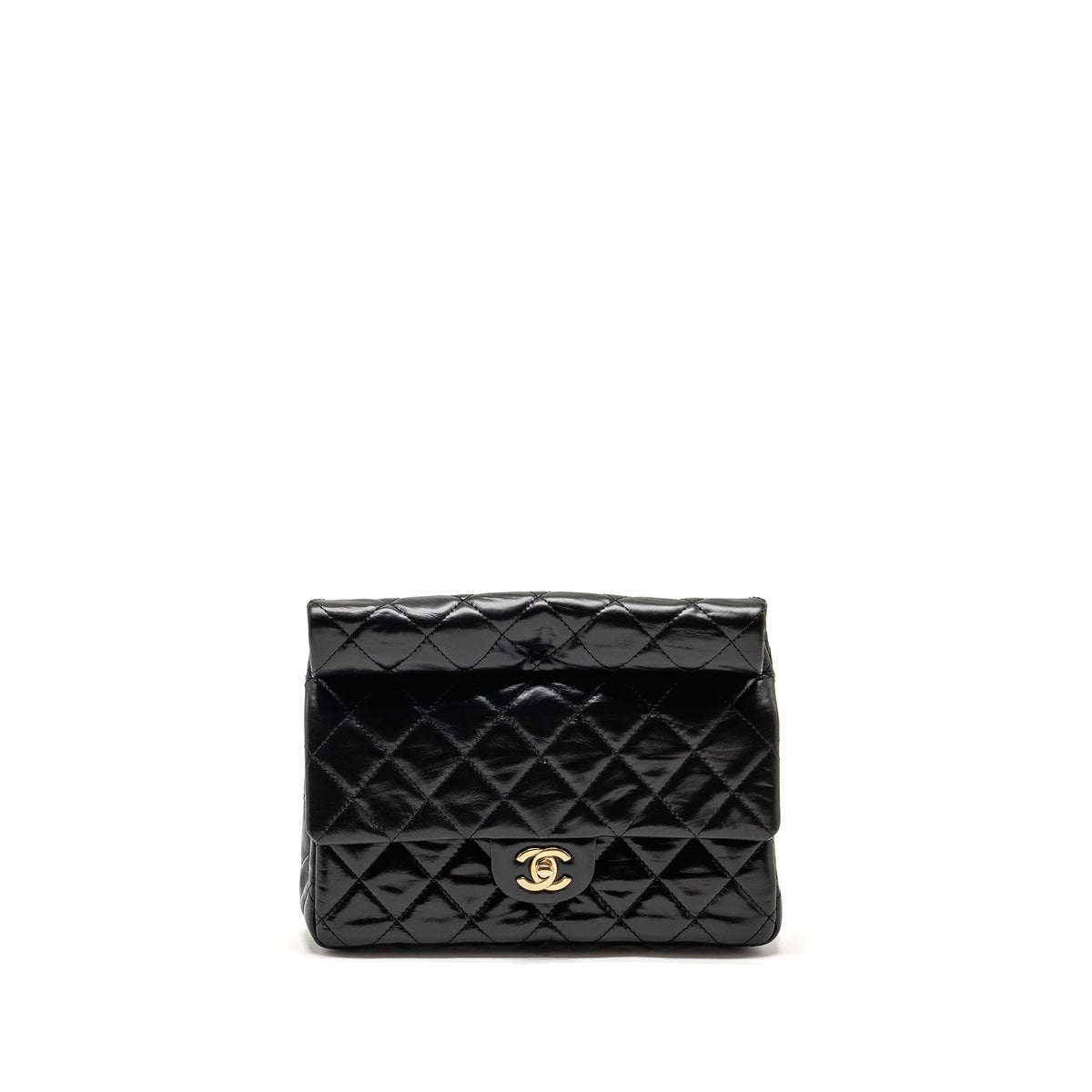 CHANEL 23A QUILTED FLAP CLUTCH CALFSKIN BLACK LGHW (MICROCHIP)