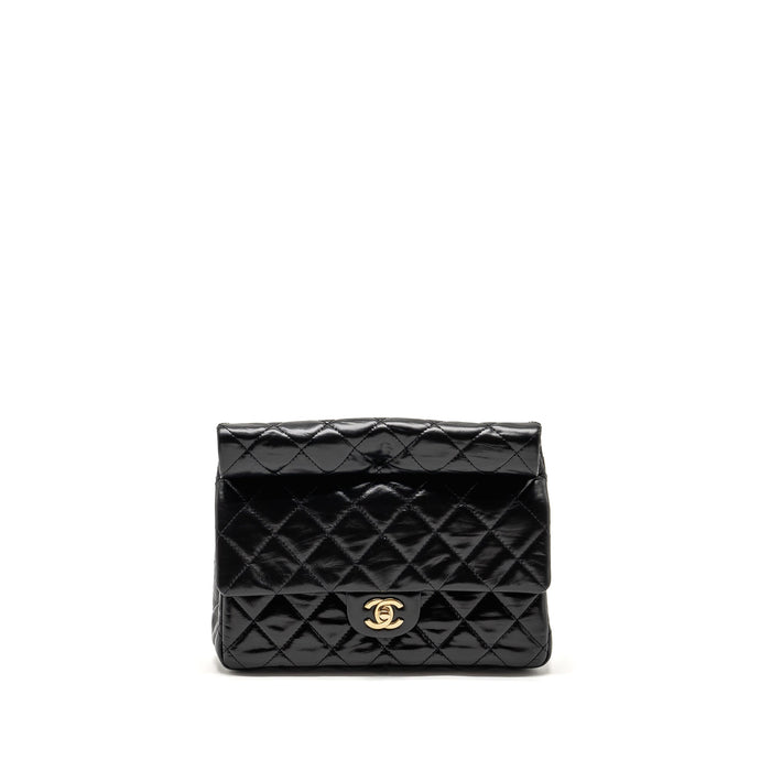 CHANEL 23A QUILTED FLAP CLUTCH CALFSKIN BLACK LGHW (MICROCHIP)
