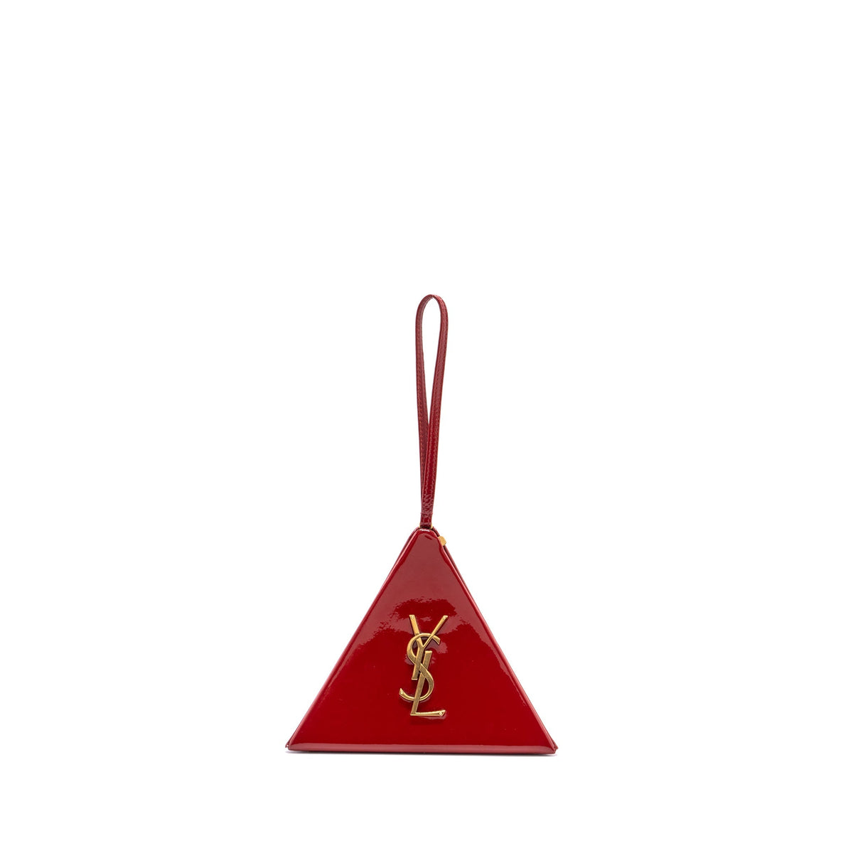 SAINT LAURENT/YSL PYRAMID CLUTCH PATENT ROUGE GHW