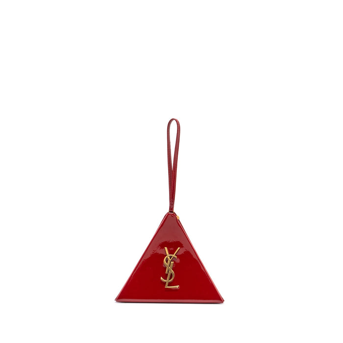 SAINT LAURENT/YSL PYRAMID CLUTCH PATENT ROUGE GHW