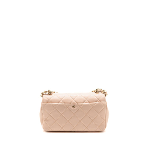 CHANEL GIANT TOP HANDLE RECTANGULAR FLAP BAG LAMBSKIN PINK LGHW (MICROCHIP)
